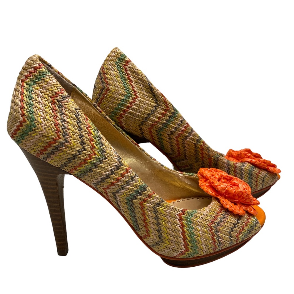 Poetic Licence London Texture Tweed Stiletto Peep-toe Shoe Size 6